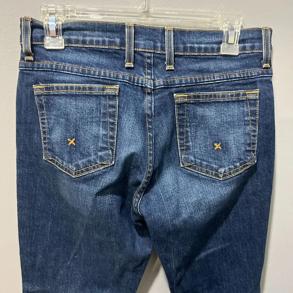 Vtg Y2K Womens Blue Fringe Gems Capri Crop Denim Jeans 8 Hamilton Dungaree - Picture 8 of 13